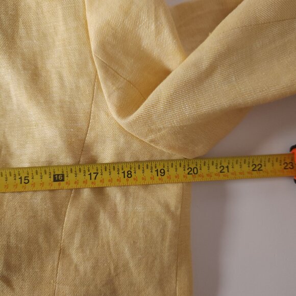 Talbots Womens Petite Linen Blazer 12P Yellow Lined Office Career Spring - Picture 5 of 15